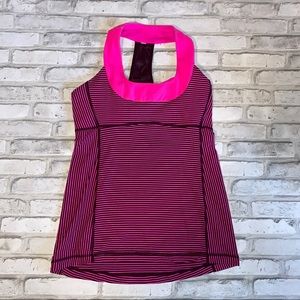 Lululemon pink and maroon striped top